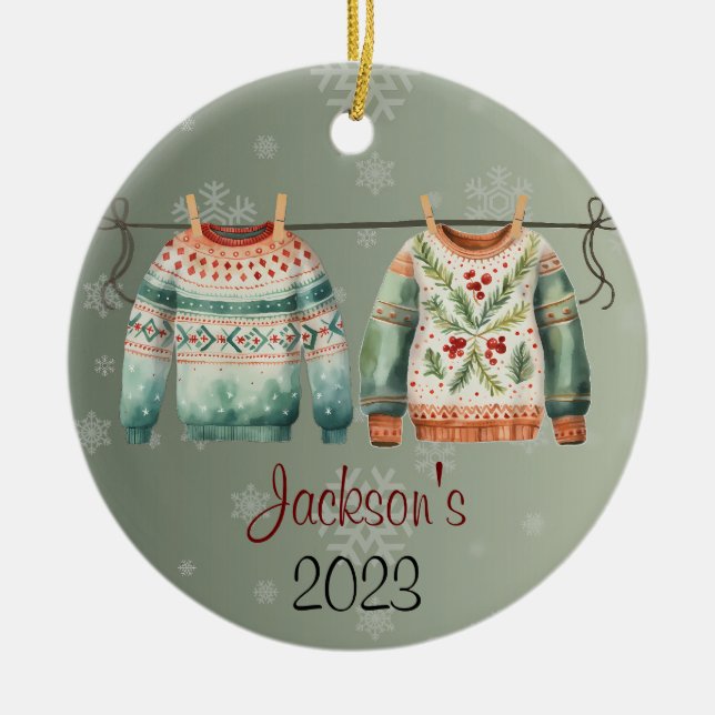Personalised Ugly Christmas  Sweater Ornament (Front)