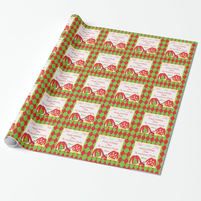 Personalised Ugly Christmas Sweater Wrapping Paper (Unrolled)