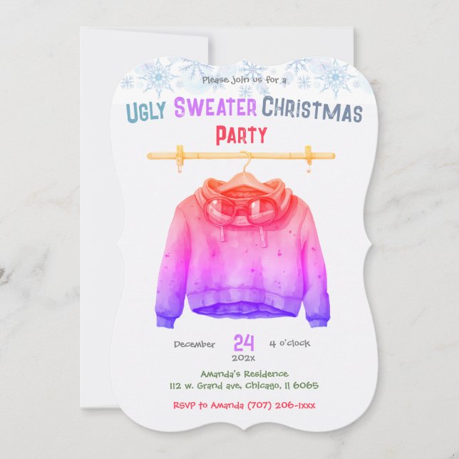 Personalised  Ugly Sweater Christmas Party Invitation (Front)