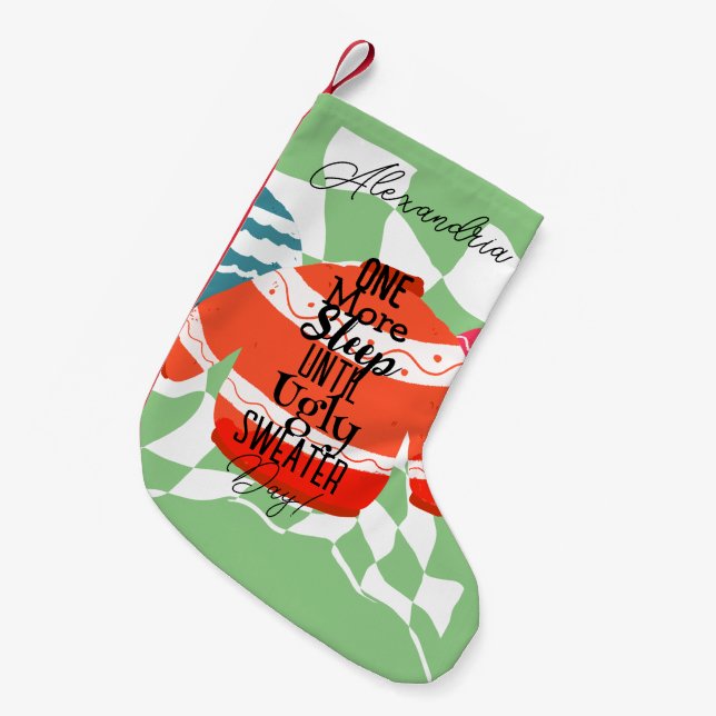 Personalised Ugly Sweater Christmas Small Christmas Stocking (Front (Hanging))