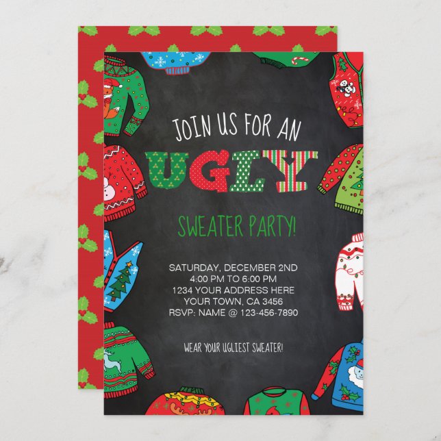 Personalised Ugly Sweater Party Invite (Front/Back)