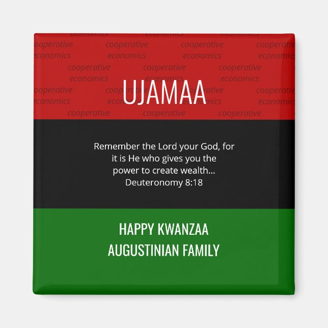 Personalised UJAMAA Deut 8 18 Happy Kwanzaa  Magnet (Front)
