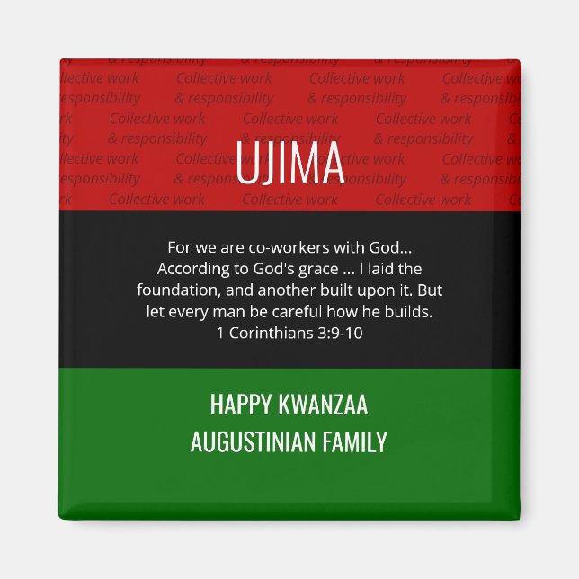 Personalised UJIMA Happy Kwanzaa  Magnet (Front)