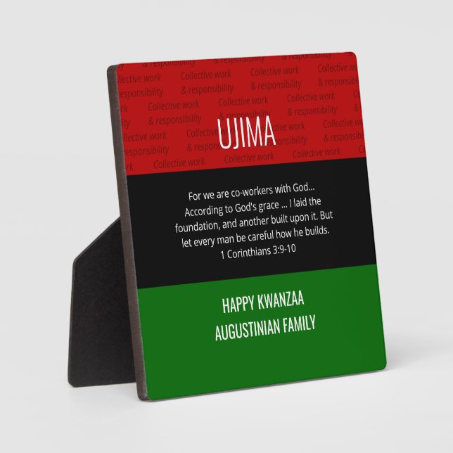 Personalised UJIMA Happy Kwanzaa plaque  (Front)