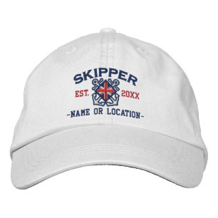 Personalised UK Flag Skipper Nautical Embroidered Hat