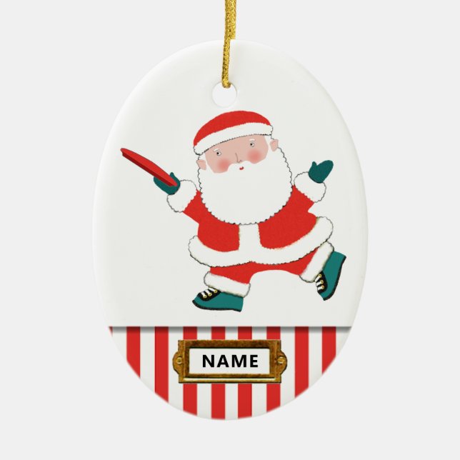 personalised ultimate frisbee collectable ceramic  ornament (Front)