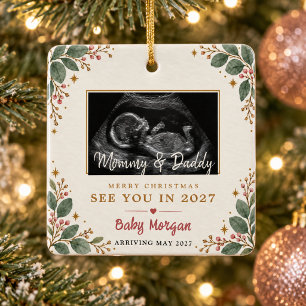 Personalised Ultrasound Photo Christmas Pregnancy Ceramic Ornament