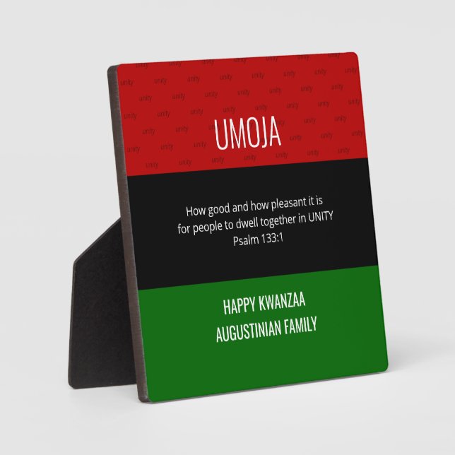 Personalised UMOJA Unity Happy Kwanzaa Plaque (Front)
