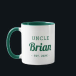 Personalised Uncle Monogram Mug<br><div class="desc">Modern minimalist typography design personalised with uncle's name and established date or any other custom text. Perfect custom keepsake for new aunts, uncles or other family members to announce you're expecting! Click Customise It to change fonts and colours and add your own text and photos. Add a different name or...</div>