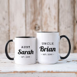 Personalised Uncle Monogram Mug<br><div class="desc">Modern minimalist typography design personalised with uncle's name and established date or any other custom text. Perfect custom keepsake for new aunts, uncles or other family members to announce you're expecting! Click Customise It to change fonts and colours and add your own text and photos. Add a different name or...</div>
