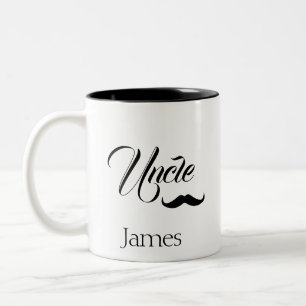 Personalised Uncle Name & Monogram Simple Chic Two-Tone Coffee Mug