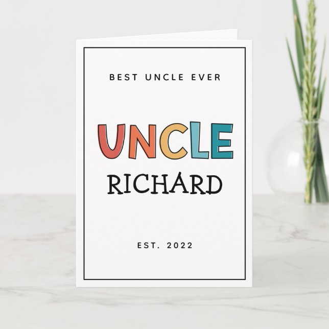 Personalised Uncle Retro Gift Best Uncle Ever Cute Card (Front)