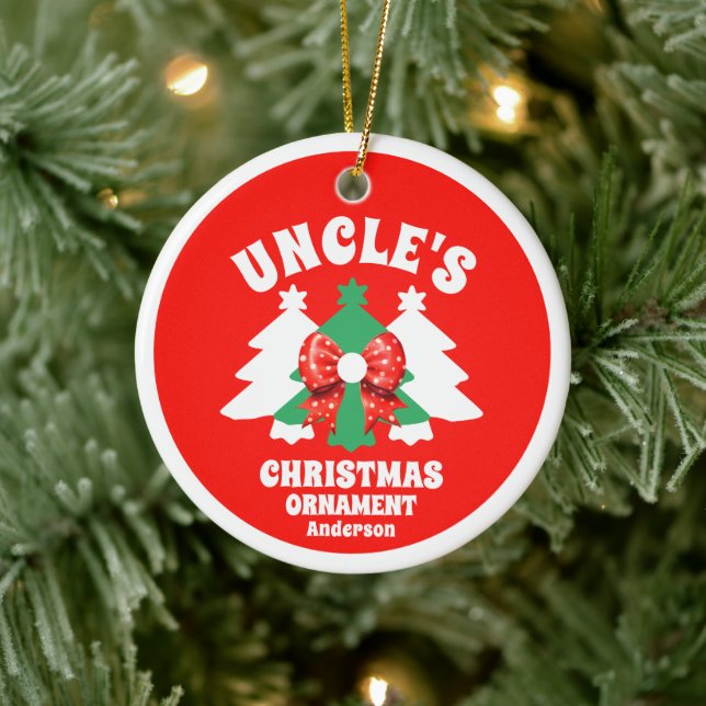 Personalised Uncle's Photo Christmas Tree Ceramic Ornament (Tree)