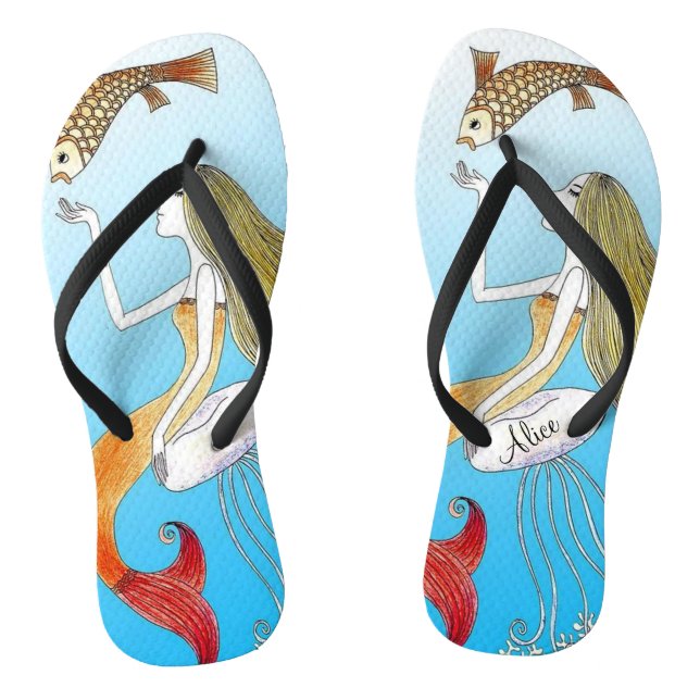 Personalised under the sea beautiful mermaid thongs (Footbed)
