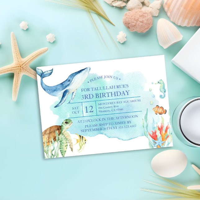 Personalised Under the Sea Birthday - Ocean Turtle Invitation (Creator Uploaded)