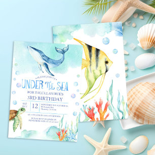 Personalised Under the Sea Birthday - Ocean Whale  Invitation