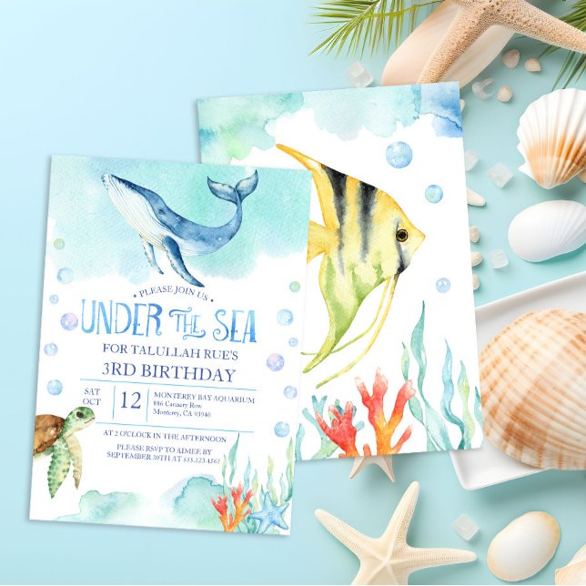 Personalised Under the Sea Birthday - Ocean Whale  Invitation (Creator Uploaded)