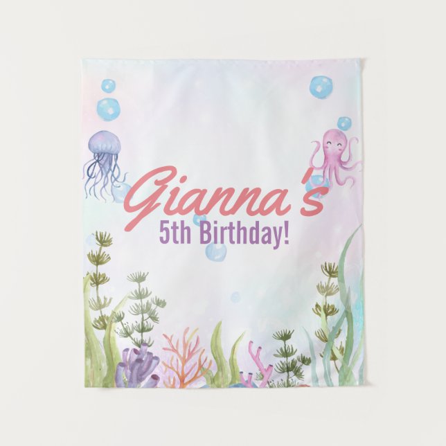 Personalised Under the Sea Birthday Tapestry Sign (Front)