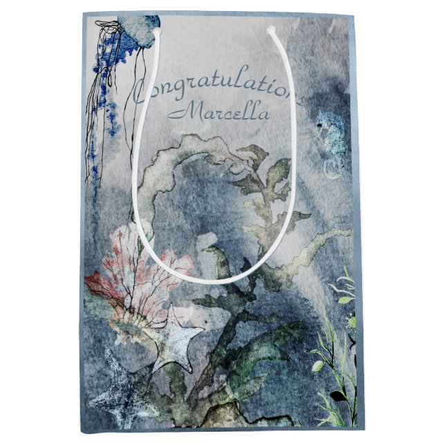 Personalised Under the Sea Coastal Medium Gift Bag (Front)