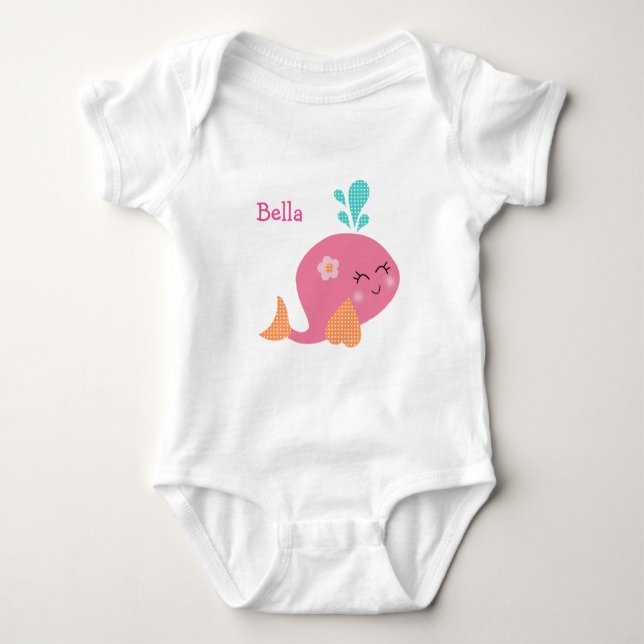 Personalised Under the Sea Pink Whale Baby Shirt (Front)