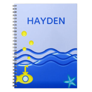 Personalised Under The Sea Submarine Beach Notebook