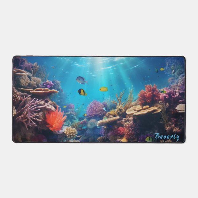 Personalised Underwater Coral Reef Desk Mat  (Front)