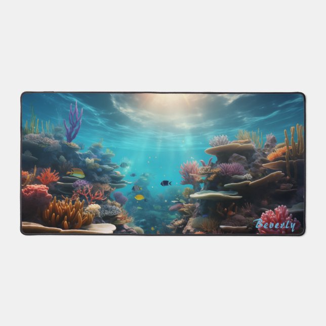 Personalised Underwater Coral Reef Desk Mat  (Front)