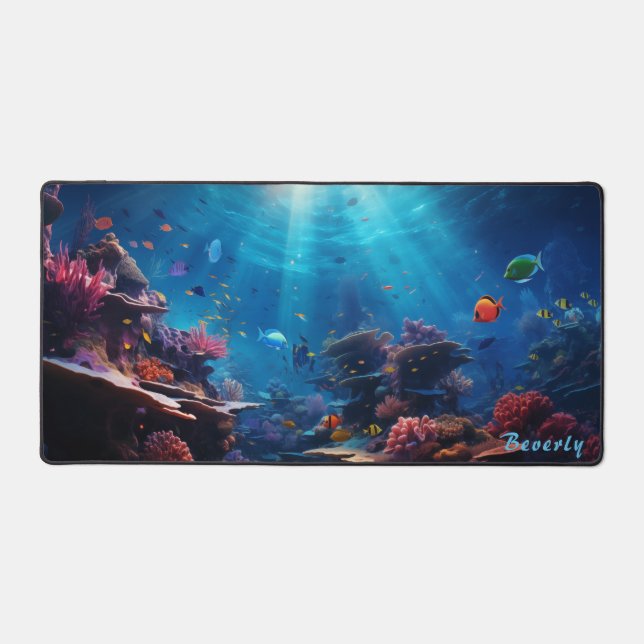 Personalised Underwater Coral Reef Desk Mat  (Front)