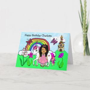 Personalised Unicorn and Princess Birthday Card