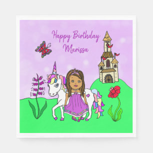 Personalised Unicorn and Princess Birthday Party Napkin