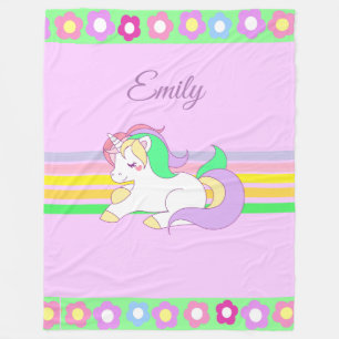 Personalised Unicorn and Rainbow  Purple Blanket