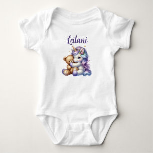 Personalised Unicorn and Teddy Bear Baby Bodysuit 