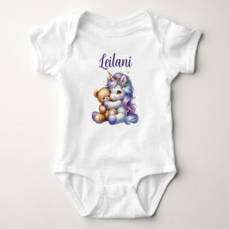 Personalised Unicorn and Teddy Bear Baby Bodysuit