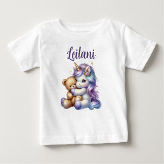 Personalised Unicorn and Teddy Bear Baby T-shirt