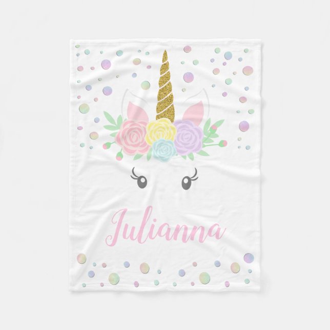 Personalised Unicorn Baby Blanket (Front)