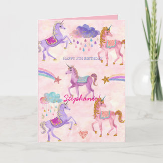 Personalised Unicorn Birthday greeting card