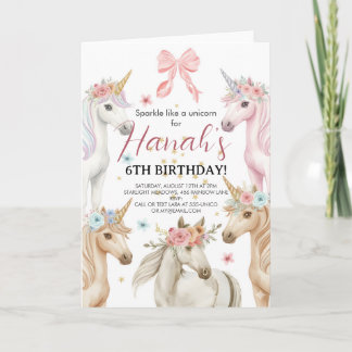 Personalised Unicorn Birthday Invitation Custom 