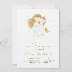 Personalised Unicorn Birthday Invitation for Girls