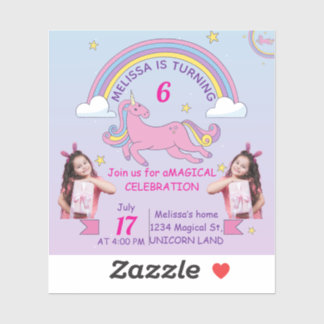 Personalised Unicorn Birthday Sticker for Girls