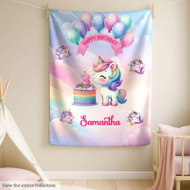 Personalised Unicorn Blanket for 3rd Birthday Girl (Personalized Unicorn Blanket for 3rd Birthday Girl)