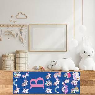Personalised Unicorn Blue Monogramed Yoga Mat