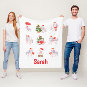 Personalised Unicorn Christmas Blanket for Girls