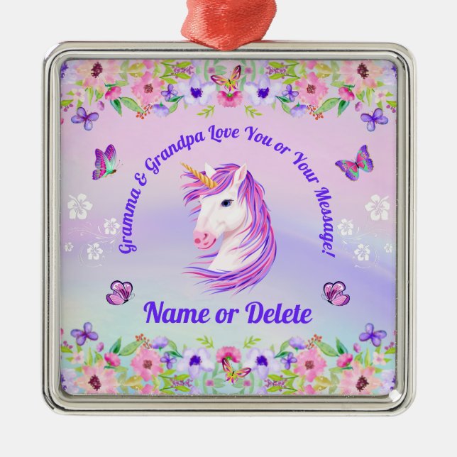 Personalised, Unicorn Christmas Tree Ornaments (Front)