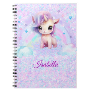 Personalised Unicorn Design Glitter Notebook
