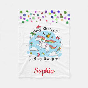 Personalised Unicorn Doodle with Pony  Fleece Blanket