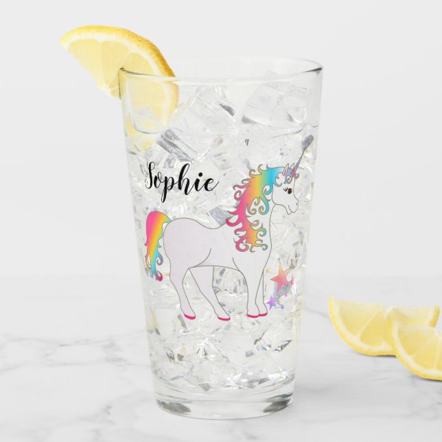 Personalised Unicorn Drinking Glass (Front Ice)