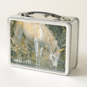 Personalised Unicorn Enchanted Forest  Metal Lunch Box