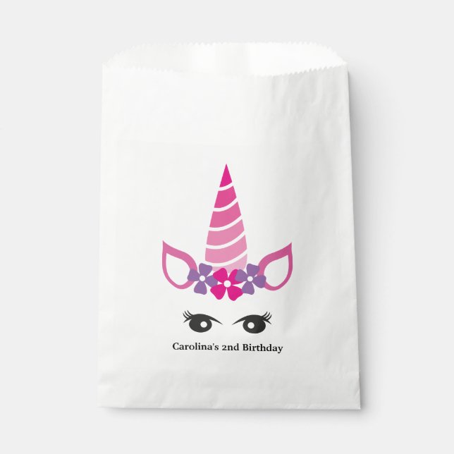 Personalised Unicorn Face Favour Bag (Front)