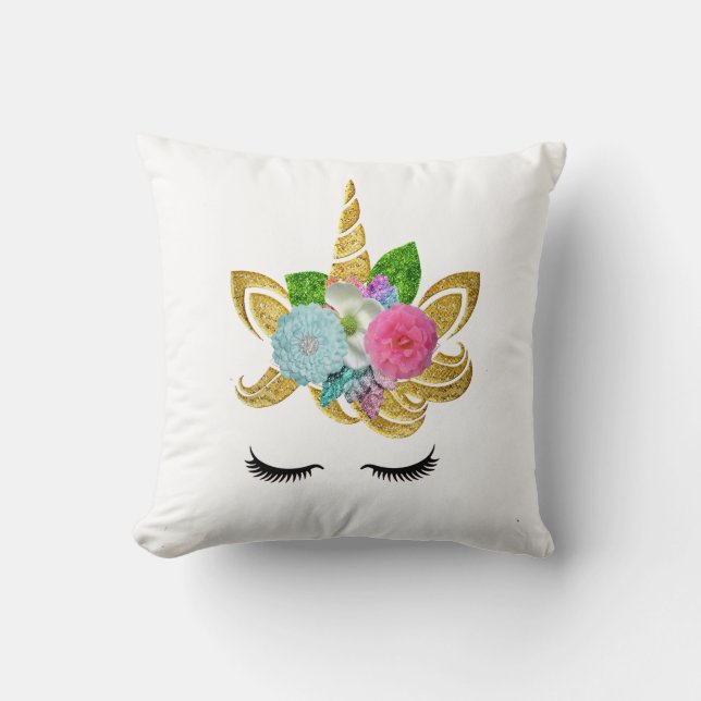 Personalised Unicorn Face with Pony Cushion (Front)