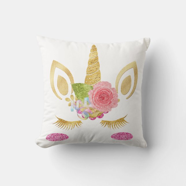 Personalised Unicorn Face with Pony Cushion (Front)